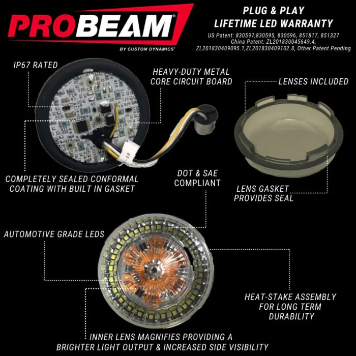Custom Dynamics Probeam Amber / White Front 1157 LED Bullet Turn Signals - Image 4