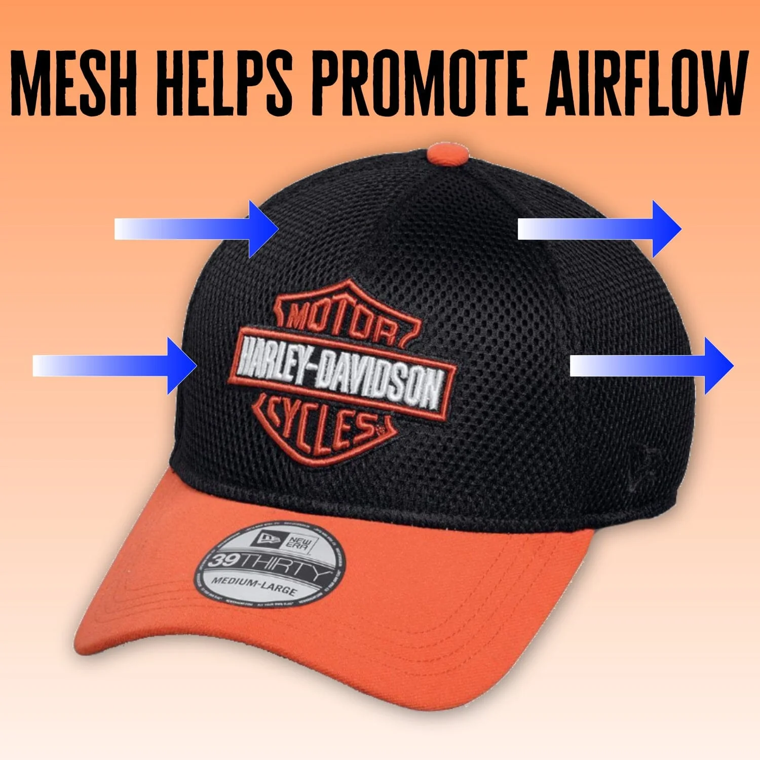 Harley-Davidson 39THIRTY Stretch Fit Baseball Cap Colorblocked Logo - 99447-16VM - Image 3