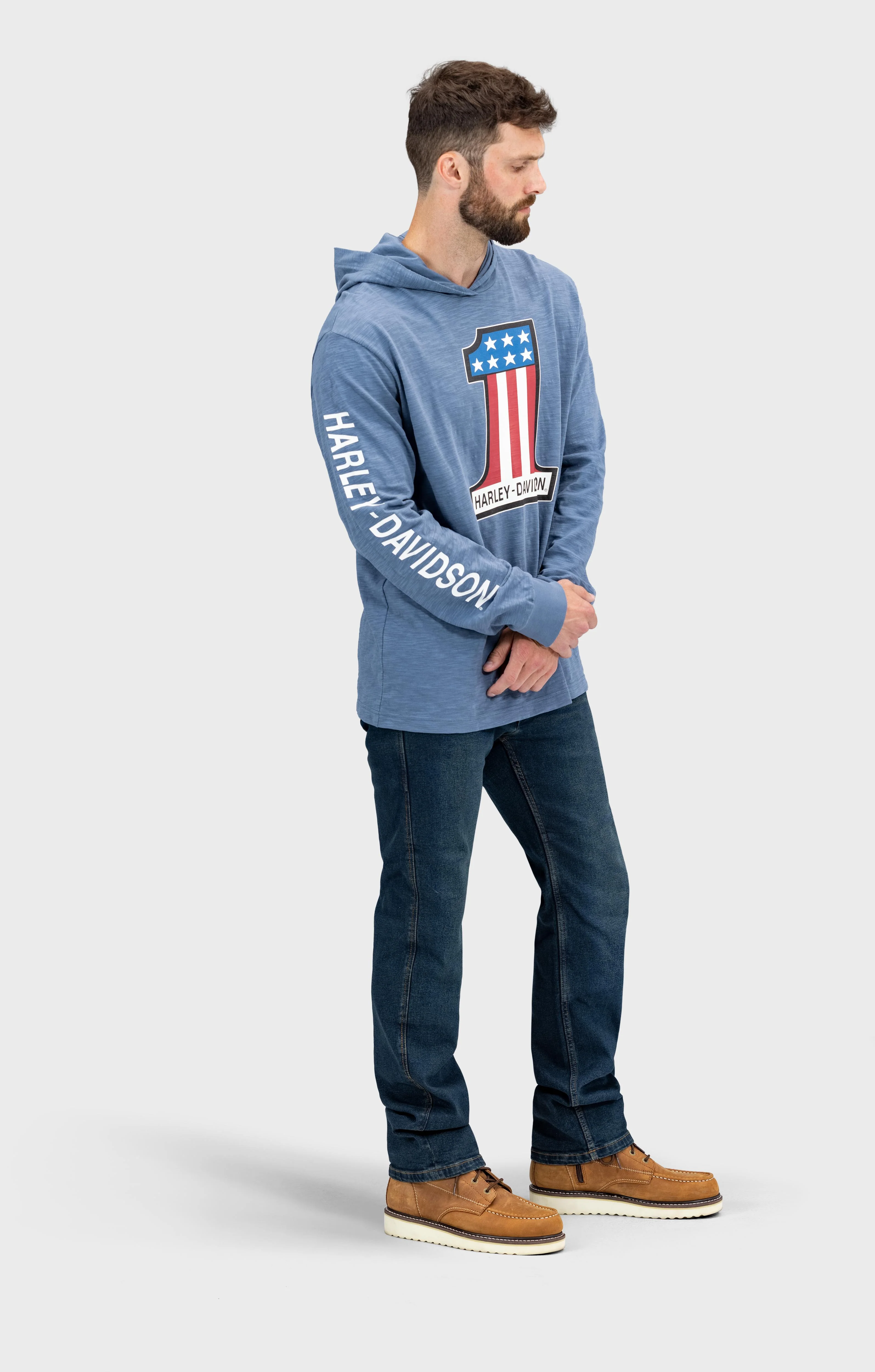 Harley-Davidson® Men's #1 Race Slub Jersey Hooded Graphic Tee - 96010-22VM - Image 3